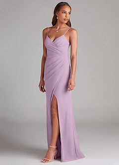 Azazie Maci Bridesmaid Dresses Wisteria Sheath Pleated Chiffon Dress image3