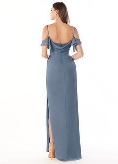 Azazie Emeralda Robes de demoiselle d'honneur Robe Fourreau en Mousseline de soie Épaule décolletée Violet Crépusculaire image2