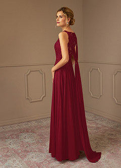 Azazie Joules Mother of the Bride Dresses Burgundy A-Line Sequins Chiffon Dress image5