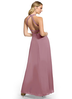Azazie Clarice Bridesmaid Dresses Vintage Mauve A-Line Halter Chiffon Dress image4