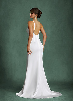 Azazie Angelina Vestidos de novia Vestido Diamante Blanco de Gasa de Corte Sirena image10