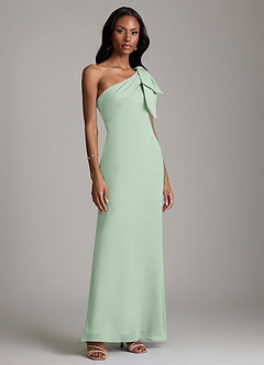 Azazie Yuanna Bridesmaid Dresses Agave Mermaid One Shoulder Chiffon Dress image4