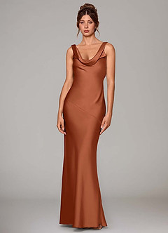 Azazie Rylina Bridesmaid Dresses Cedar Rose Mermaid Stretch Satin Dress image1