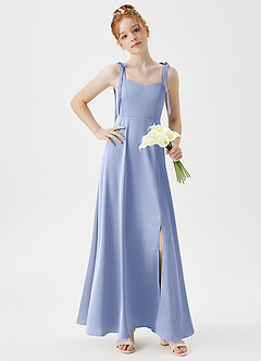Azazie Rosey Junior Robe Trapèze en Satin extensible Encolure en Forme de Cœur Eis image3