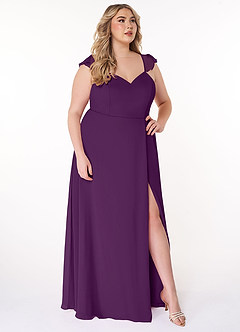 Azazie Everett Brautjungfernkleider A-Linie V-Hals Gerüscht Chiffon Kleid Traube image9