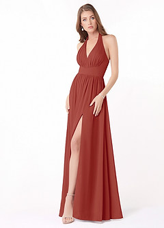 Azazie Gianni Final Sale Cedar Rose A-Line Pleated Chiffon Dress image1