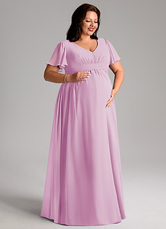 Azazie Verna Maternity Bridesmaid Dresses A-Line V-Neck Ruched Chiffon Floor-Length Dress image10