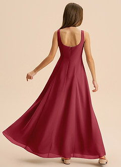 Azazie Lambie Junior Pomegranate A-Line Pleated Chiffon Dress image8