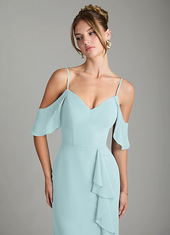 Azazie Alexys Abiti da Damigella Abito Tubino in Chiffon Spalle Scoperte Nebbia image3