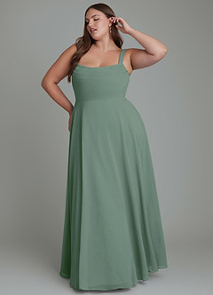 Azazie Shaude Bridesmaid Dresses Eucalyptus A-Line Pleated Chiffon Dress image8