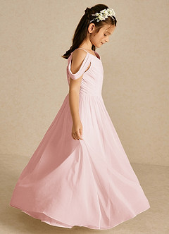 Azazie Chelle Flower Girl Dresses Blushing Pink A-Line Pleated Chiffon Dress image4