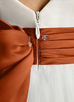 Azazie Sosie Flower Girl Dresses Ivory Burnt Orange A-Line Pleated Tulle Dress image5