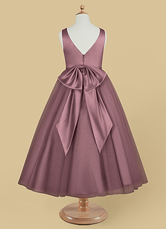 Azazie Marybell Flower Girl Dresses Vintage Mauve A-Line Bow Tulle Dress image6