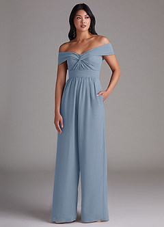 Azazie Lamara Brautjungfernkleider Wandelbar Schulterfrei Chiffon Overall/Jumpsuit Staubblau image1