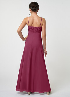 Azazie Sonya Junior A-Linie Spitze Chiffon Kleid Maulbeerrot image2