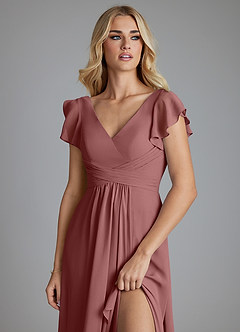 Azazie Omari Bridesmaid Dresses Desert Rose A-Line Chiffon Dress image5