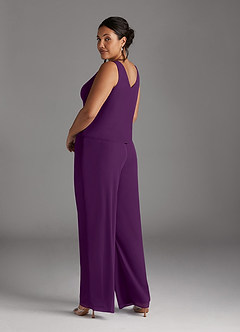 Azazie Frances Mother of the Bride Dresses Grape Jumpsuit/Pantsuit Scoop Mesh Dress image13