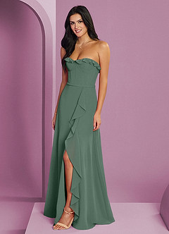 Barbie ♥ Azazie Brautjungfernkleider A-Linie Herzausschnitt Chiffon Kleid Eukalyptus image1