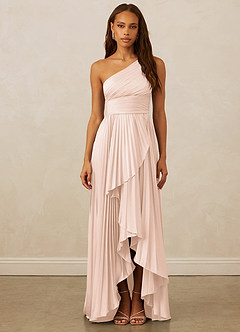 Christian Siriano Bridal for Azazie 1008 Bridesmaid Dresses Blushing Pink A-Line One Shoulder Stretch Satin Dress image1