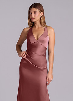 Azazie Amelie Brautjungfernkleider A-Linie Plissee Stretch-Satin Kleid Amethyst image6