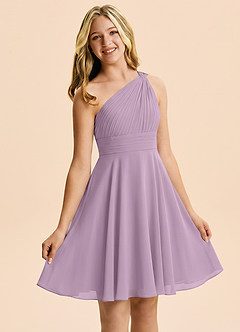 Azazie Charlize Junior Wisteria A-Line Pleated Chiffon Dress image5
