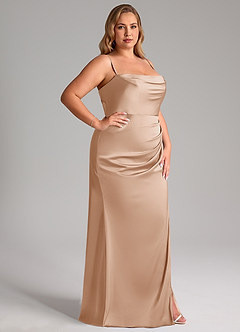Azazie Leonis Bridesmaid Dresses English Rose Mermaid Pleated Stretch Satin Convertible Dress image14