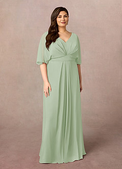 Azazie Oksana Abiti per la Madre della Sposa Abito A-Line in Chiffon con Scollo a V a Pieghe Verde Salvia image6