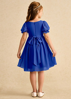 Azazie Jolie Flower Girl Dresses Royal Blue A-Line with Sleeves Chiffon Dress image2