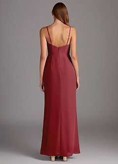 Azazie Tayla Final Sale Pomegranate Sheath Chiffon Dress image4