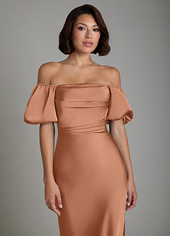 Azazie Lea Bridesmaid Dresses Bronzer Mermaid Off the Shoulder Stretch Satin Convertible Dress image5