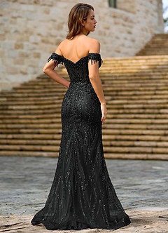 Zinanam Nero Abito da ballo a trapezio con fiori 3D image2