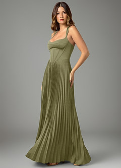 Azazie Avenelle Bridesmaid Dresses Pistachio A-Line Corset Stretch Satin Dress image3