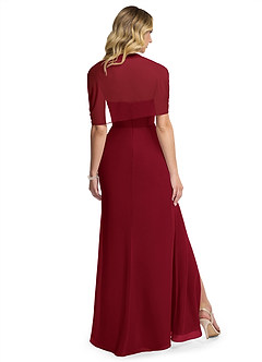 Azazie Zia Bridesmaid Dresses Burgundy Sheath Side Slit Chiffon Convertible Dress image4