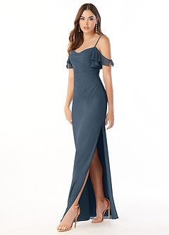 Azazie Emeralda Bridesmaid Dresses Neptune Sheath Off the Shoulder Chiffon Dress image1
