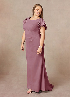 Azazie Peppermint Mother of the Bride Dresses Vintage Mauve Mermaid Scoop Ruched Stretch Crepe Dress image9