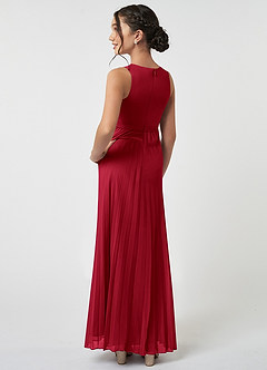 Azazie Lindie Junior Scarlet A-Line Pleated Chiffon Dress image4