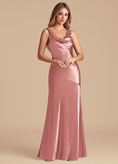 Azazie Rylina 신부 들러리 드레스 인어 메탈릭 새틴 바닥 길이 드레스 image4