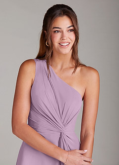 Azazie Brooke Brudtärnklänningar Klä av A-Linje i Chiffong Ena axeln Blåregn image4