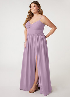 Azazie Zeya Bridesmaid Dresses Wisteria A-Line V-Neck Pleated Chiffon Dress image8