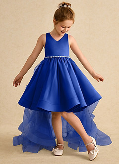 Azazie Julietta Flower Girl Dresses Royal Blue Ball-Gown Convertible Tulle Dress image5