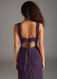 Azazie Jesaphine Bridesmaid Dresses Plum Sheath Bow Chiffon Dress image6