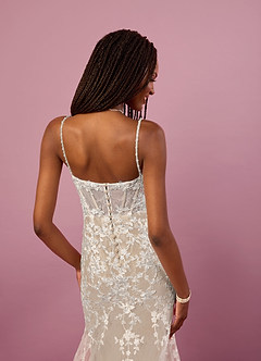 Barbie ♥ Azazie Abiti da Sposa Abito Sirena in Tulle Lustrini Diamante Bianco Nudo image5