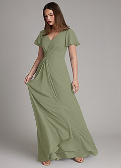 Azazie Kaya Bridesmaid Dresses Pistachio A-Line Pleated Chiffon Dress image6