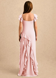 Azazie Ada Girls Formal Flower Girl Dresses Blushing Pink Sheath Ruched Chiffon Dress image2