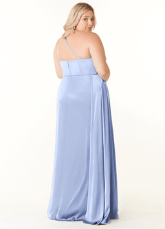 Azazie Maron Robes de demoiselle d'honneur Robe Trapèze en Satin extensible Epaule unique Eis image9