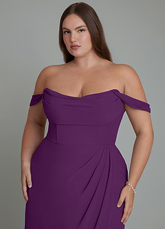 Azazie Johana Bridesmaid Dresses Grape Mermaid Off the Shoulder Chiffon Convertible Dress image11