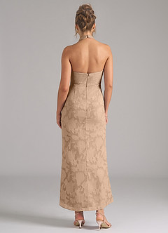 Azazie Marlissa Bridesmaid Dresses Champagne Sheath Pleated Floral Burnout Dress image2