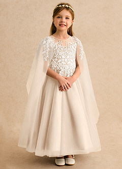 Azazie Dandelion Blumenmädchenkleider Ballkleid Spitze Kleid Alabaster Weiß image7