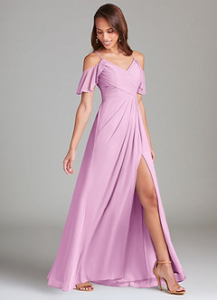 Azazie Dakota Jurken voor bruidsmeisjes Jurk van Mesh met A-Lijn Off the Shoulder Snoep Roze image3