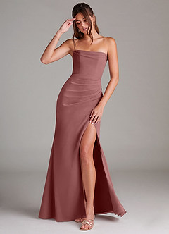 Azazie Leonis Bridesmaid Dresses Desert Rose Sheath Strapless Chiffon Convertible Dress image1